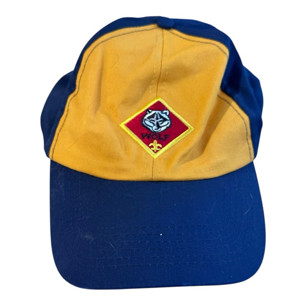Blue and Yellow Wolf Cub Scout Cap Youth size M/L with Bandana